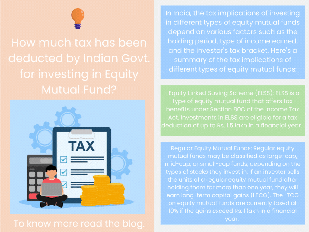 How much tax has been deducted by Indian Govt. for investing in Equity Mutual Fund?